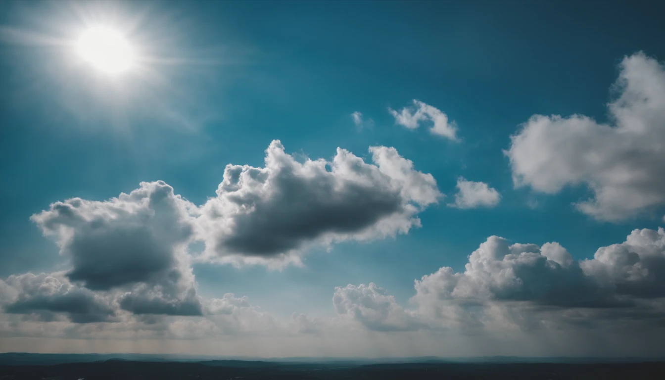 Straight clouds，blue-sky，Overlooking the clouds，There are auspicious cloud patterns in the white clouds