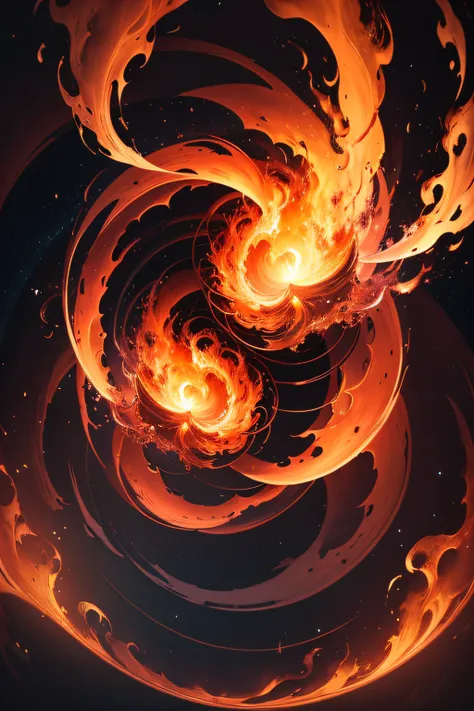 Masterpiece, grand fire swirl, fire by itself in the void, mystical fire, focused around the fire, super detailed, best quality, landscape, bright and beautiful