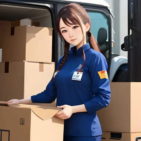 A female staff member works as a mover.