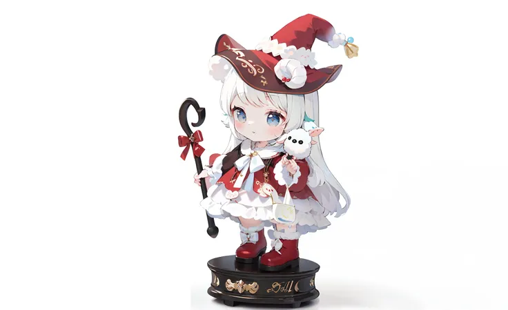 sheep horns ,Lolita prostitute, cute character, , spoon pear slim loli figure,lalafell, small loli girl, 2D，Two-dimensional，anime，Celluloid，k hd，8K，Lovely wind，The Red Witch holds a wand，flattery，magestic