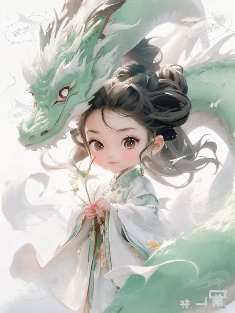 Anime girl with dragon head and white dress holding sword, Dragon girl, the dragon girl portrait, by Yang J, Chinese fantasy, Beautiful character painting, drak, By Li Song, Guviz-style artwork, author：Li Fangying, Guviz, Digital anime illustration, Palace...