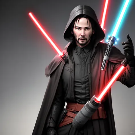 Keanu Reeves as a sith lord, red lightsaber