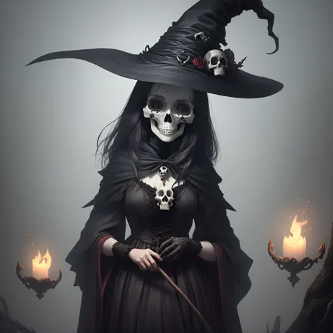 Witch with skull