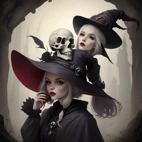 Witch with skull