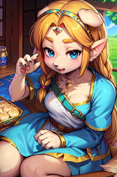 furry,dog girl,masterpiece, best_quality, 1girll, solo, princess zelda, nintendo, the legend of zelda, albw