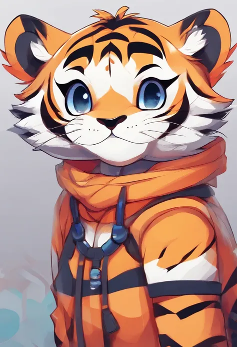 Close-up of a cartoon tiger, lovely digital painting, Cute detailed digital art, inspired by Park Hua, Anthropomorphic tiger, high quality character design, inspired by Makoto Shinkai, trending on cgstation, Cute cute cartoon character, cute character, kaw...