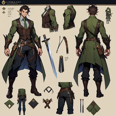 （（character concept art）），((Character design sheet、Same Role、facade、side face、on back))Character cover for Maple Story，Video game character design，Video game character design，expert high detail concept art，metal slug concept art，Interesting character desig...