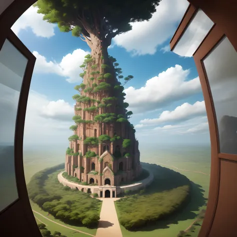 The 10,000-meter-high World Tree towers over the center of the African continent