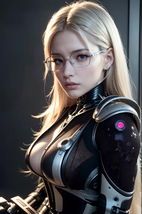 complex 3d render ultra detailed of a beautiful glasses profile woman android face, cyborg, robotic parts, 150 mm, beautiful studio soft light, rim light, vibrant details, luxurious cyberpunk, lace, hyperrealistic, anatomical, facial muscles, cable electri...