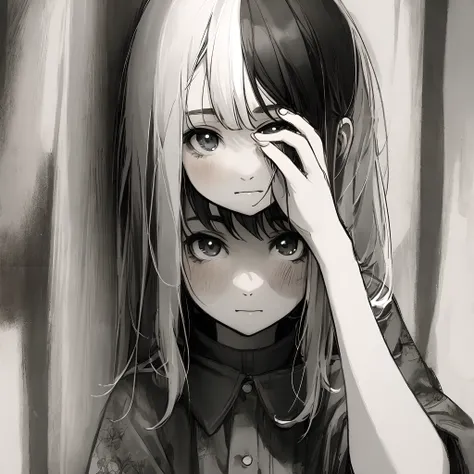 Shy face
Black & White Illustration
girl