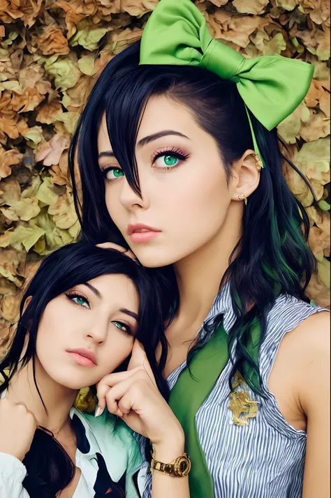 Jojos bizarre adventure, Girl (with black Hair and Green eyes ) doing pose