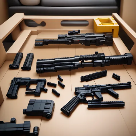 Create a advertisement for lego guns