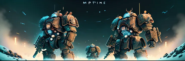 Warhammer 40k movie illustration between tau empire and imperium in pixar style