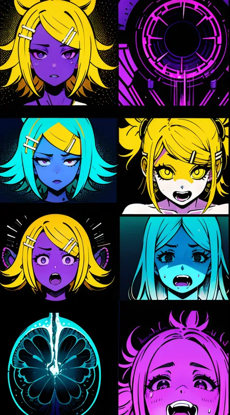 Kagamine phosphorus、Captivating psychedelic horror, Trippy Metamorphosis, body horror, Having sex, Real breasts, Surreal sex, Ticker Trip, Sensual milf, Psychedelic Oral Sex, Provocative, Colorful, blazing、Yellow hair、Gradient Hair、nffsw、Take medication