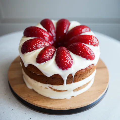 photo of centered-in-frame cake with glaze, (bukkake:1.2)