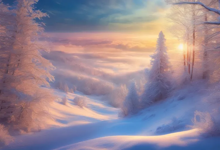 at winter season，Oyuki，snow landscape，（（（Rime））），coyote，rays of sunshine，thin fog，Dingdall effect，super-fine，tmasterpiece，8K，depth of fields，ultra - detailed，Meticulous portrayal，Ultra photo realsisim，Hyper-realistic