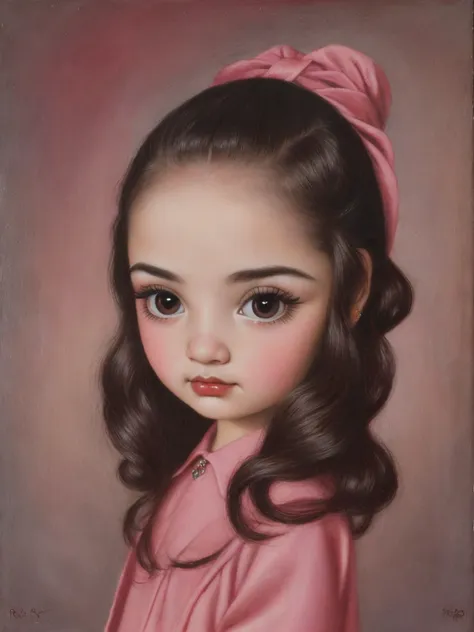 pintura de una mujer fea con las cejas muy gordas y peludas, estilo mark ryden, desnuda