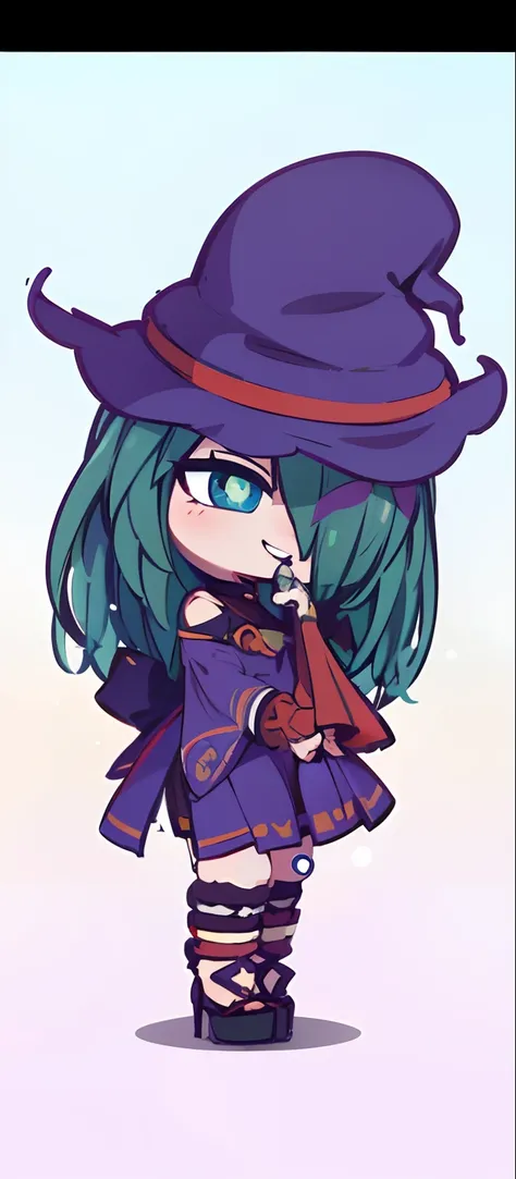 (best quality,4k,8k,highres,masterpiece:1.2),ultra-detailed,(realistic,photorealistic,photo-realistic:1.37),chibi witch,sexy,playfully mischievous eyes,long flowing hair,alluring smile,(seductive,luscious lips),(slender,sensual figure),(elegant,magical rob...