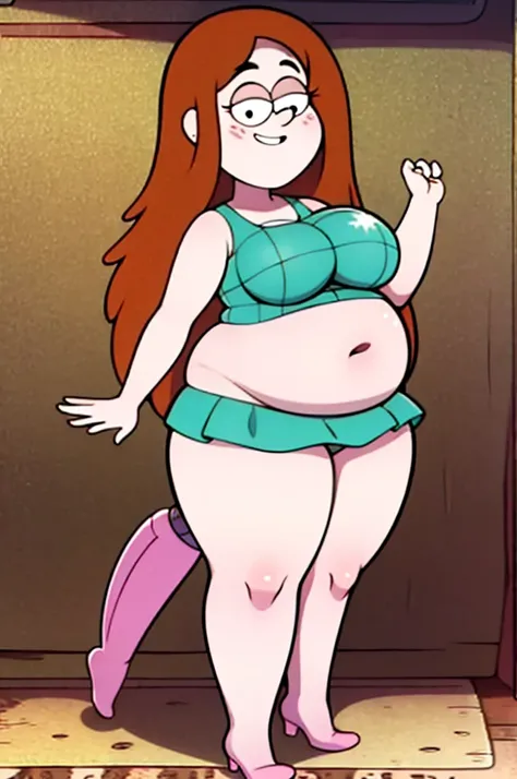 wendygf,smile, full body, big booty, chubby, smile, she has a jiggly fat round belly