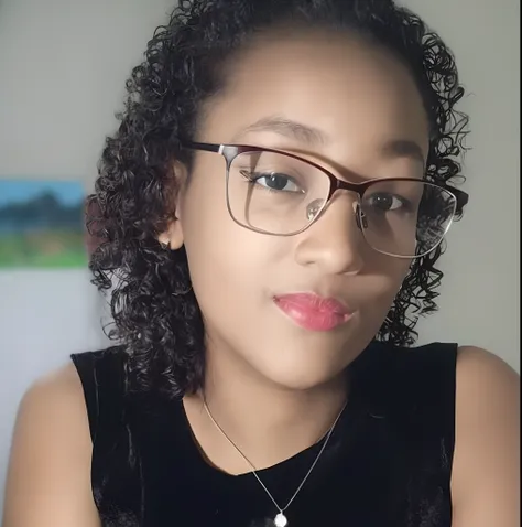 there is a woman with glasses and a necklace on her neck, Anos Imane, foto de perfil headshot, With eye Glasses, with glasses on, Menina africana de pele clara, taken in the early 2020s, foto de perfil profissional, girl with glasses, com pele parda, with ...