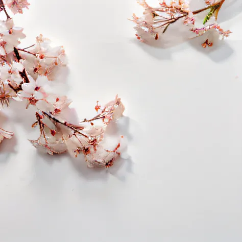 background is white, Only plants，No Man、A cherry blossom，Floral emblem of Japan，top-quality、Super A resolution、The main body is in the middle、without background、background is white