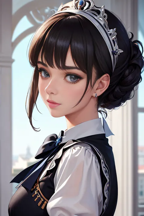 beste-Qualit, jeu cg, 1fille, master piece, beste-Qualit, 8k, detailed skin texture, detailed fabric texture, beautifull detailed face, intricate high detail, Ultra detailded, audrey hepburn, Uniforme infirmière, cheveux roux raides, (Corps Entier: 1.2)