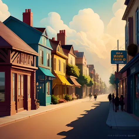 Create a poster in the style of Disney PIXAR movies and examine the title: Black and Yellow.
The setting should be a street with people running, at the top should have the title in PIXAR DISNEY handwriting and style.