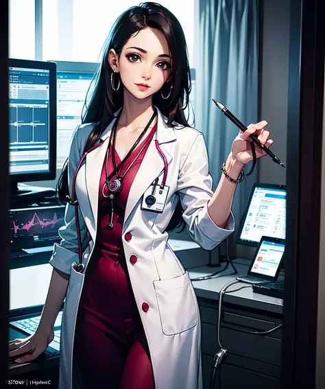 (best quality,8k,masterpiece:1.2),ultra-detailed,(realistic:1.37),a beautiful doctor girl,sexy doctor,hot doctor,sexy pose,hospi...