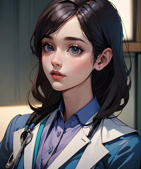 (best quality,8k,high-res,masterpiece:1.2),ultra-detailed,realistic,professional,portrait,beautiful doctor girl,wearing doctor dress,hot doctor,sexy doctor,intricate details,highly detailed,hospital scene,posing