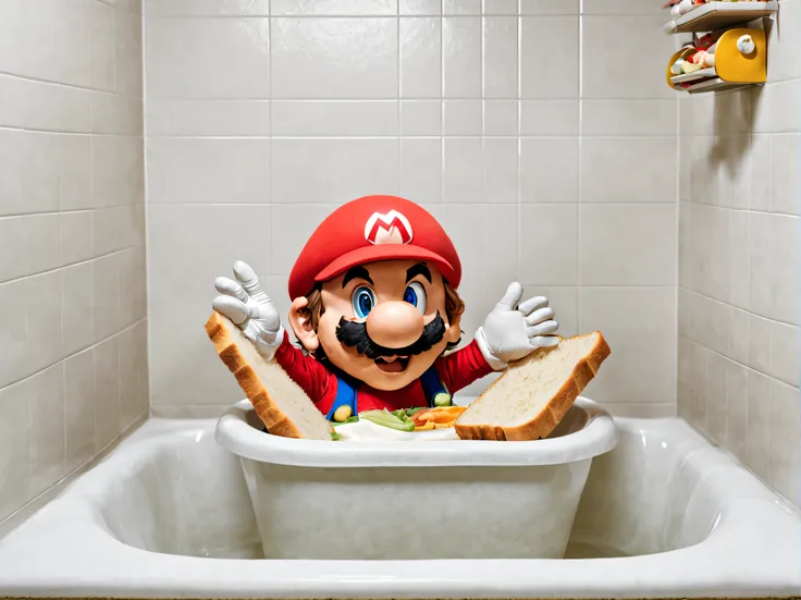 smb artstyle can't sleep so they make themselves a sandwich and eat it in the bathtub.