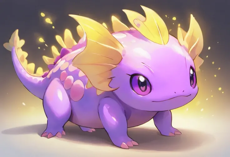 Legendary Axolotl Dragon, Purple and Yellow,