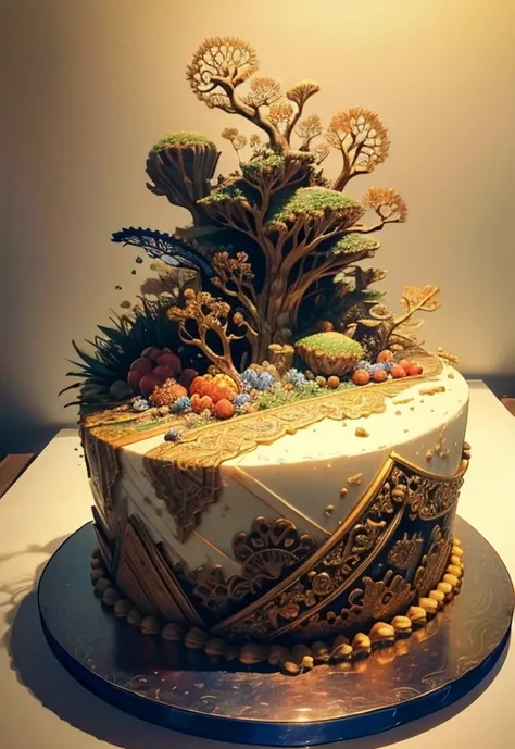 (obra prima、qualidade superior、qualidade superior、beautifully aesthetic:1.2)、(Artistic and delicious cake)、ighly detalhado、(Arte Fractal:1.3)、colorido、mais altodetalhado