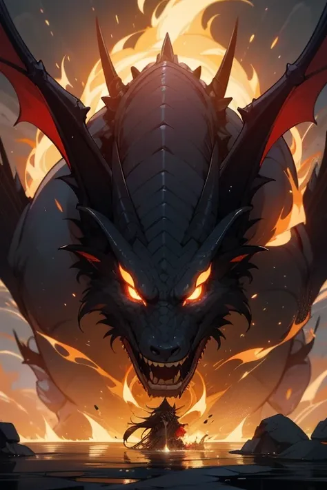 "Immerse yourself in the awe-inspiring grandeur of an enigmatic dragon bathed in the ethereal glow of hellish flames, How ancient symbols channel their mystical power,DEUS,em"