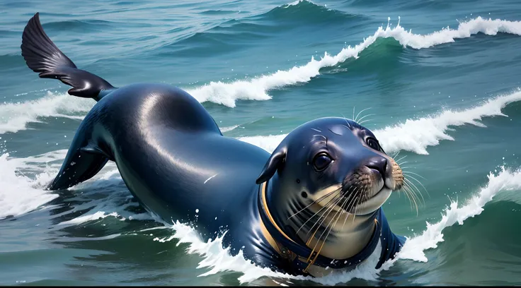 A seal in a navy costume