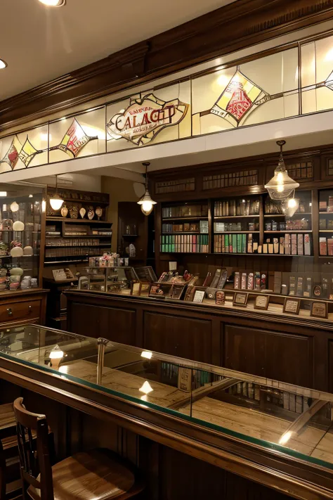 Antique candy shop with glass counter