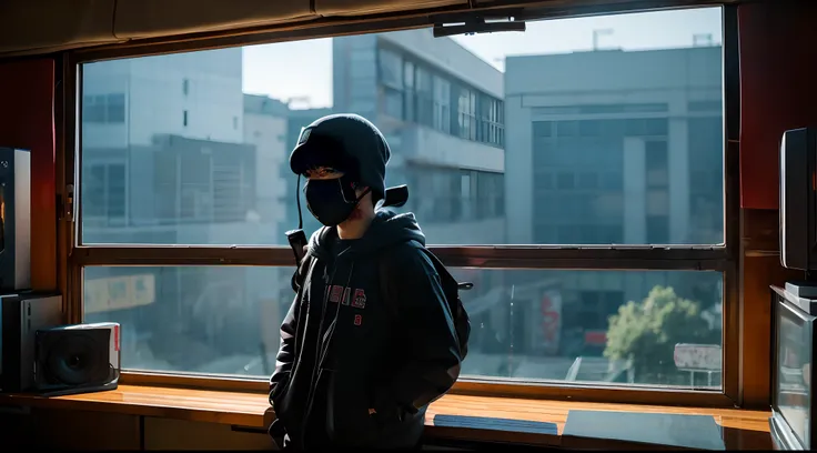 Gamer boy, mask, anime, korean style, apocalypse