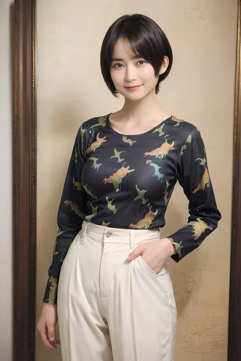 89
(a 20 yo woman,is standing), (a hyper-realistic), (masutepiece), ((short-hair:1.46)), (smooth black hair), (breast:1.0), (kin...