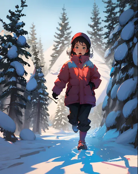 Child running in the snow dianey/pixar