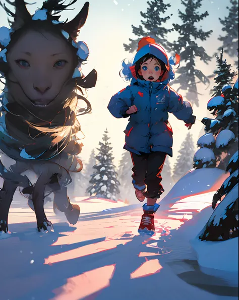 Child running in the snow dianey/pixar