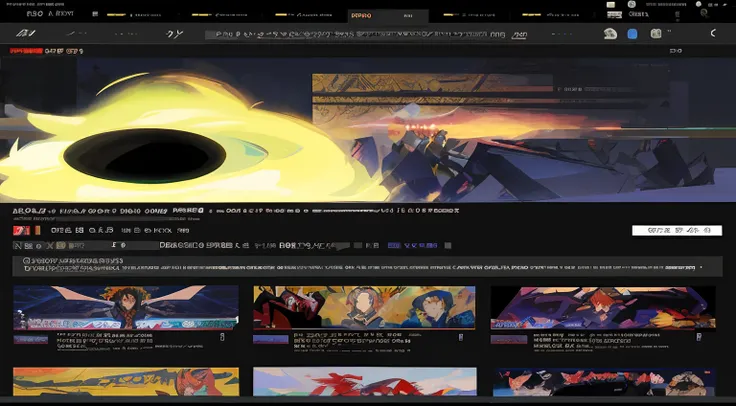 A screenshot of a website page with a video game on it, Anime de hoje ainda em destaque, Destaque no Pixiv, Pixiv front page, official anime media, trending on pixiv, official anime key media, Anime do Pinterest, Miniatura do YouTube, Destaque no IGN, anim...