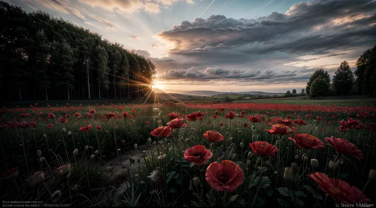 In Flanders fields the poppies blow
Between the crosses, row on row,
    That mark our place; and in the sky
    The larks, still bravely singing, fly
Scarce heard amid the guns below.

We are the Dead. Short days ago
We lived, felt dawn, saw sunset glow,
...