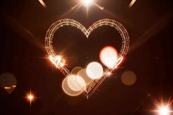 Red hearts movement with sparkling and shining. Can be used as backdrop or holiday overlay. Light leaks as a lens bokeh in a shape of heart abstract move.