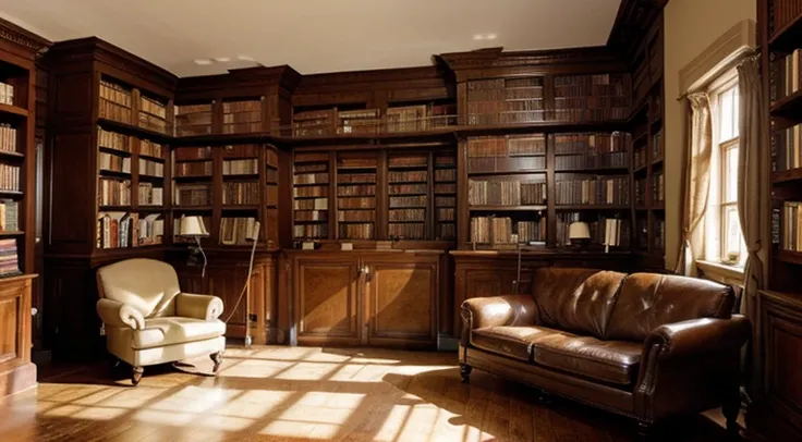 Library or Bookshelves: "Generate an image of an elegant library with shelves filled with old books and scrolls."