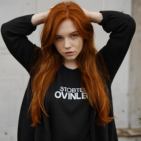 Ginger hair,black clothes