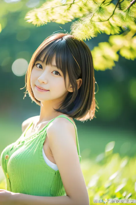 (Best Quality,8ｋ,Absolutely beautiful:1.2)、(cute Japanese girls:1.8、The perfect gravure talent),(爆乳),Dandelion、Green world、spring breeze、