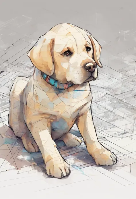 (Labrador dogs  ),(Best Pose),(best angle), (Better representation), Eduardo Cobra Acor Chorchoament ,Multidimensional geometric wall portrait, Artistically, Chibi,yang08k, Beautiful fece, colouring,