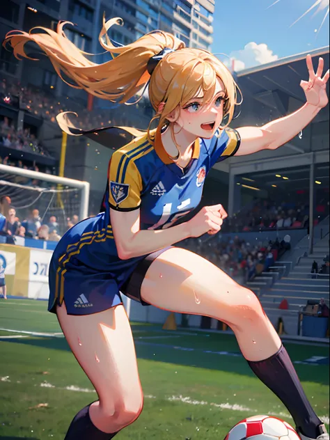 (best quality,highres:1.2),(realistic:1.37),portrait,girl,football player,women,sport,athletic,body,performing,active lifestyle,outdoor,grass field,kicking soccer ball,running,energetic motion,joyful expression,determined face,fast-paced game,professional ...