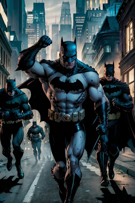 Batman was on the streets of Gotham City when he saw blood on the ground. He followed the trail of blood and found a group of criminals who had just robbed a bank. Batman fought them and managed to capture them all. He then called the police to come and ta...