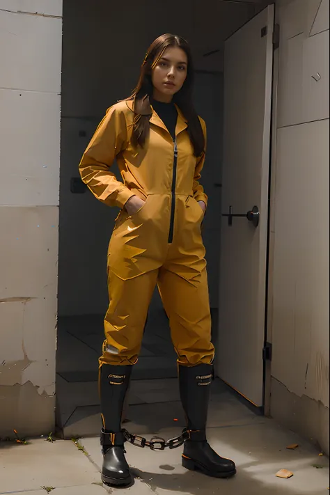 draw a zipper on her jumpsuit