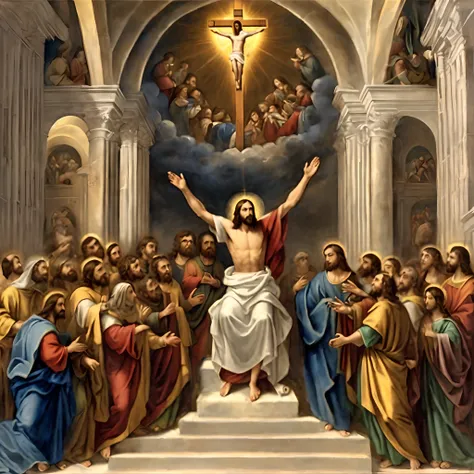 Imagem de Jesus na cruz com muitas pessoas, catholic religious art, pintura religiosa renascentista, pintura religiosa, Directed by: Cristofano Allori, Arte Sacra Renascentista, Christian art, Holy, imagens sagradas, Jesus Cristo, arte sacra, pintura da ig...